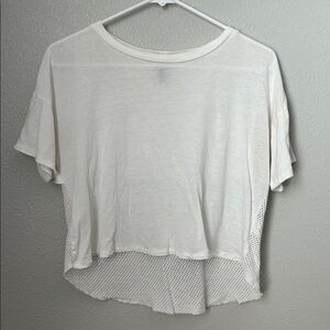 Cute White Workout Top with Net Back